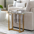 Table d'appoint Crystal Top End avec pieds en métal, 24H x 24L x 8,5P