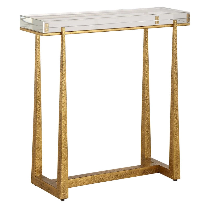 Table d'appoint Crystal Top End avec pieds en métal, 24H x 24L x 8,5P