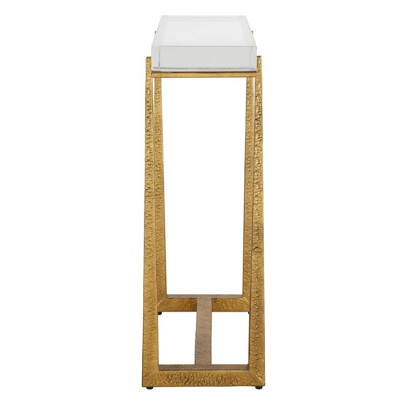 Table d'appoint Crystal Top End avec pieds en métal, 24H x 24L x 8,5P