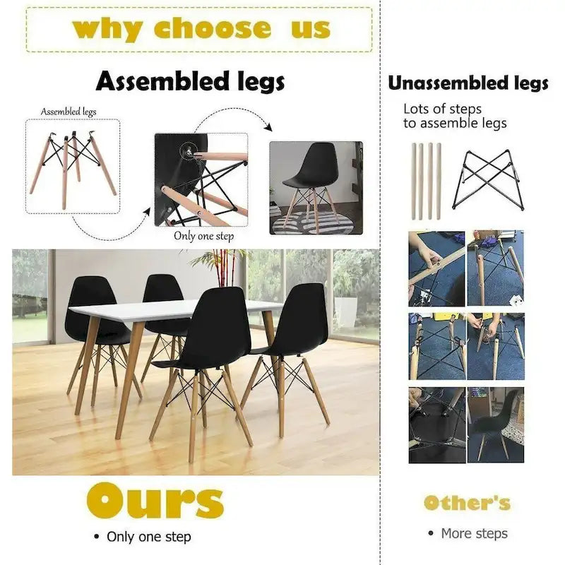 Lot de 2 chaises de salle à manger modernes avec pieds en bois