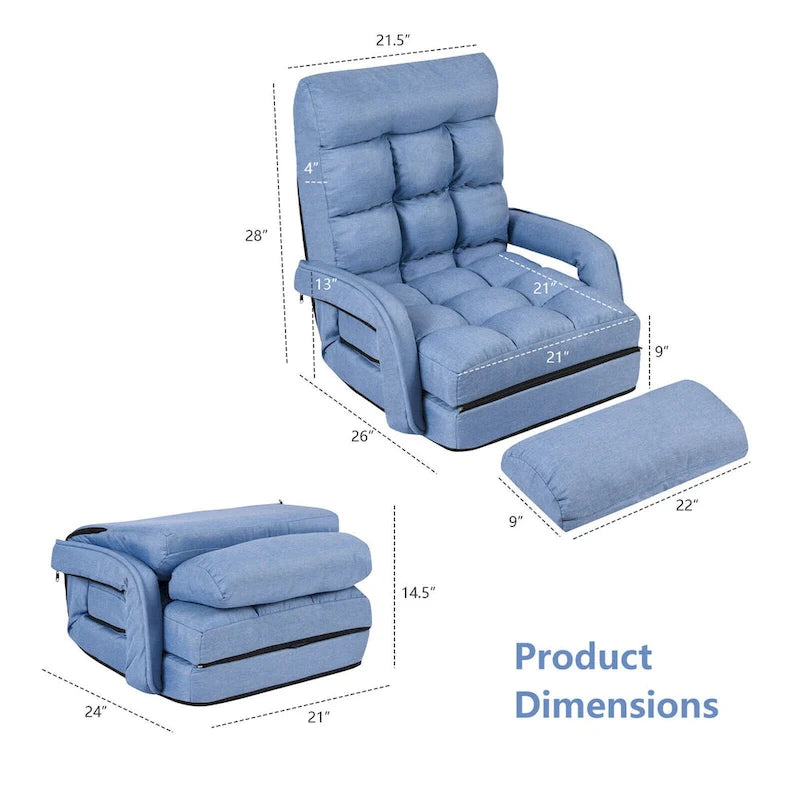 Fauteuil de sol pliant avec accoudoirs