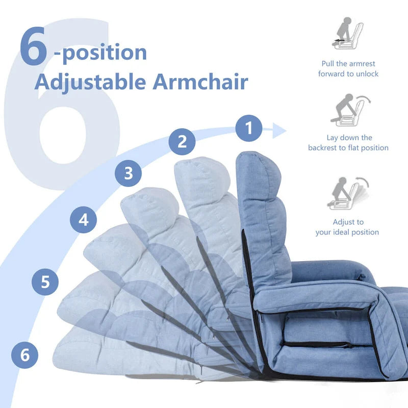 Fauteuil de sol pliant avec accoudoirs