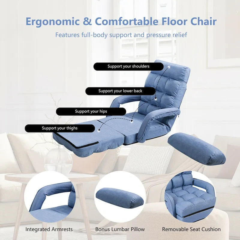 Fauteuil de sol pliant avec accoudoirs