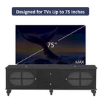 Meuble TV avec 2 compartiments de rangement, 2 tiroirs et passe-câbles