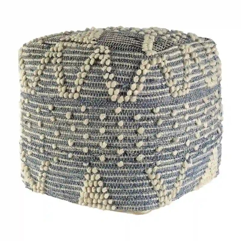 Pouf Ottoman géométrique bleu