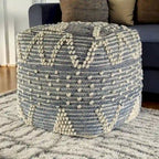 Pouf Ottoman géométrique bleu