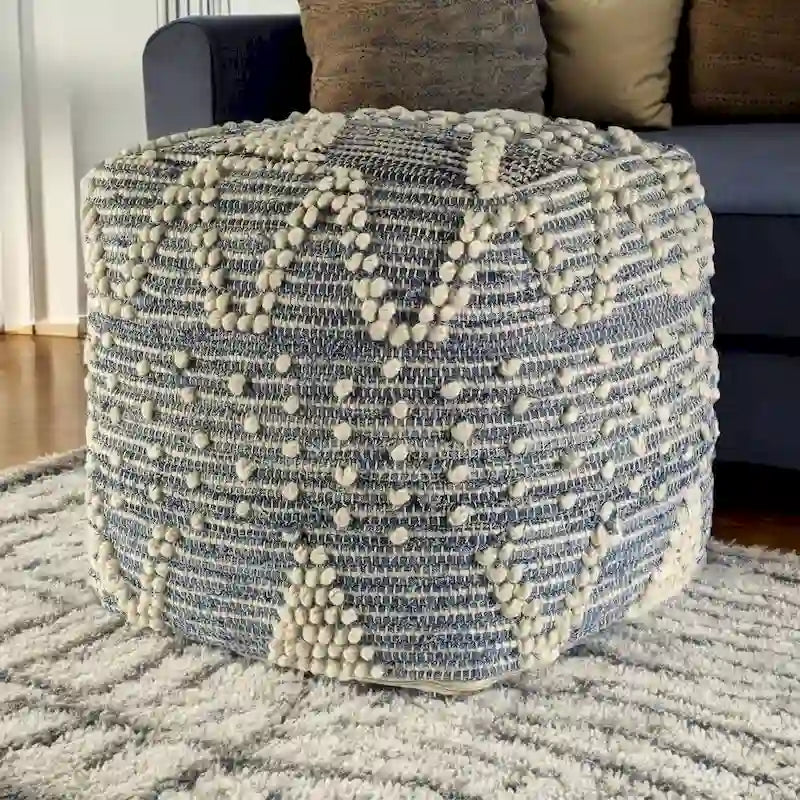 Pouf Ottoman géométrique bleu
