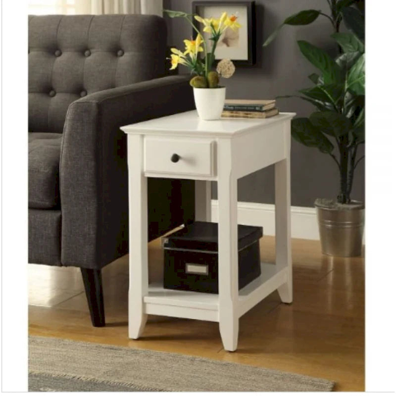 Table d'appoint en bois de 23 pouces avec tiroir et étagère – 13L x 22l x 23H