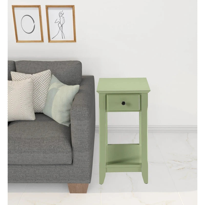 Table d'appoint en bois de 23 pouces avec tiroir et étagère – 13L x 22l x 23H