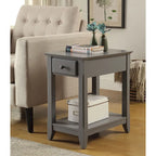 Table d'appoint en bois de 23 pouces avec tiroir et étagère – 13L x 22l x 23H