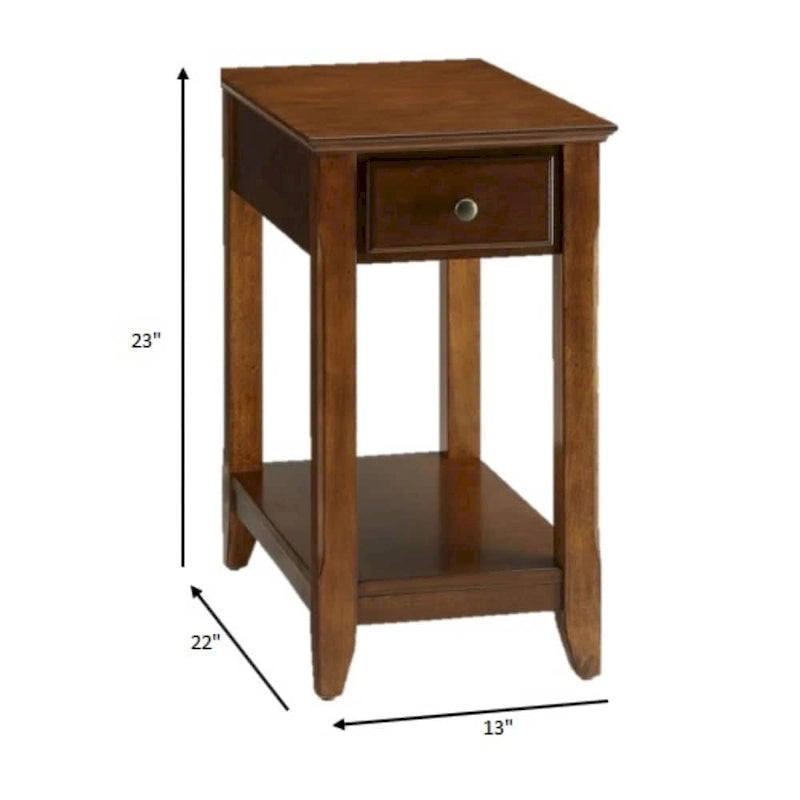 Table d'appoint en bois de 23 pouces avec tiroir et étagère – 13L x 22l x 23H