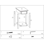 Table d'appoint en bois de 23 pouces avec tiroir et étagère – 13L x 22l x 23H