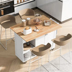 Îlot de cuisine pliable avec rangement et roulettes