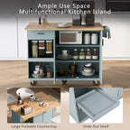 Îlot de cuisine pliable avec rangement et roulettes