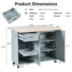 Îlot de cuisine pliable avec rangement et roulettes