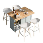 Îlot de cuisine pliable avec rangement et roulettes