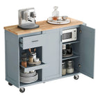 Îlot de cuisine pliable avec rangement et roulettes