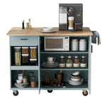 Îlot de cuisine pliable avec rangement et roulettes