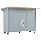 Îlot de cuisine pliable avec rangement et roulettes