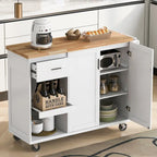 Îlot de cuisine pliable avec rangement et roulettes