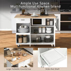 Îlot de cuisine pliable avec rangement et roulettes
