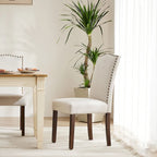 Ensemble de 2 chaises de salle à manger rembourrées avec clous décoratifs et pieds en bois