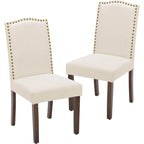 Ensemble de 2 chaises de salle à manger rembourrées avec clous décoratifs et pieds en bois