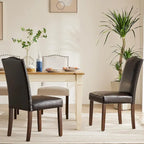 Ensemble de 2 chaises de salle à manger rembourrées avec clous décoratifs et pieds en bois