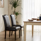 Ensemble de 2 chaises de salle à manger rembourrées avec clous décoratifs et pieds en bois