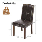 Ensemble de 2 chaises de salle à manger rembourrées avec clous décoratifs et pieds en bois
