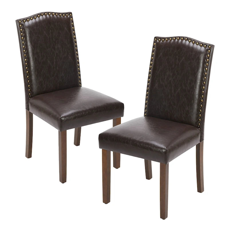 Ensemble de 2 chaises de salle à manger rembourrées avec clous décoratifs et pieds en bois