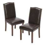 Ensemble de 2 chaises de salle à manger rembourrées avec clous décoratifs et pieds en bois