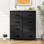 Commode en tissu à 8 tiroirs avec plateau en bois