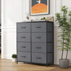 Commode en tissu à 8 tiroirs avec plateau en bois