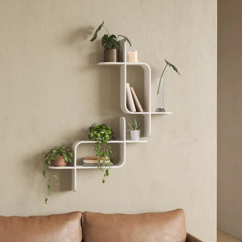 Étagère murale géométrique en bois courbé