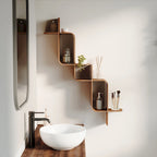 Étagère murale géométrique en bois courbé