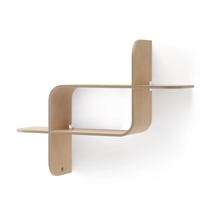 Étagère murale géométrique en bois courbé