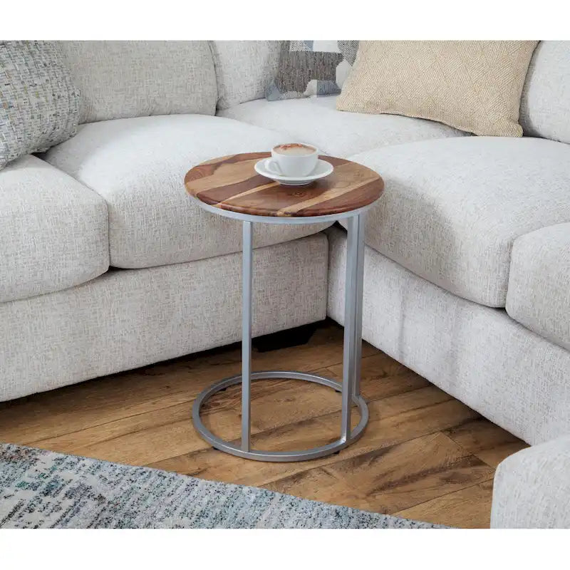 Table d'appoint en bois massif et métal