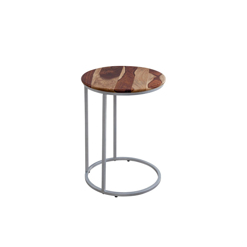 Table d'appoint en bois massif et métal