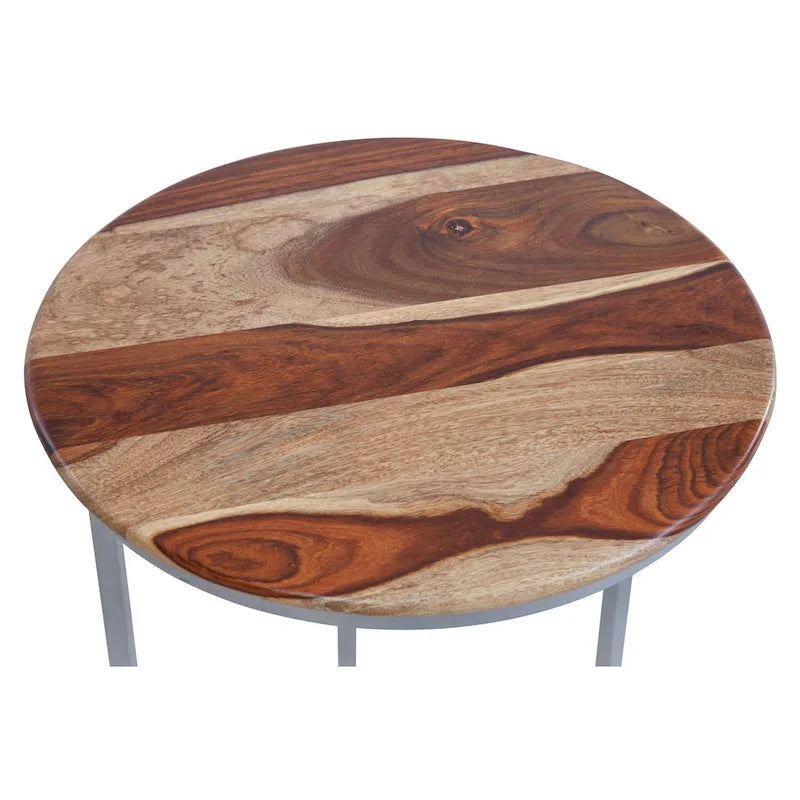 Table d'appoint en bois massif et métal