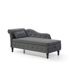 Banc de méridienne en velours gris avec rangement