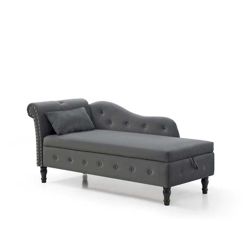 Banc de méridienne en velours gris avec rangement