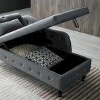 Banc de méridienne en velours gris avec rangement