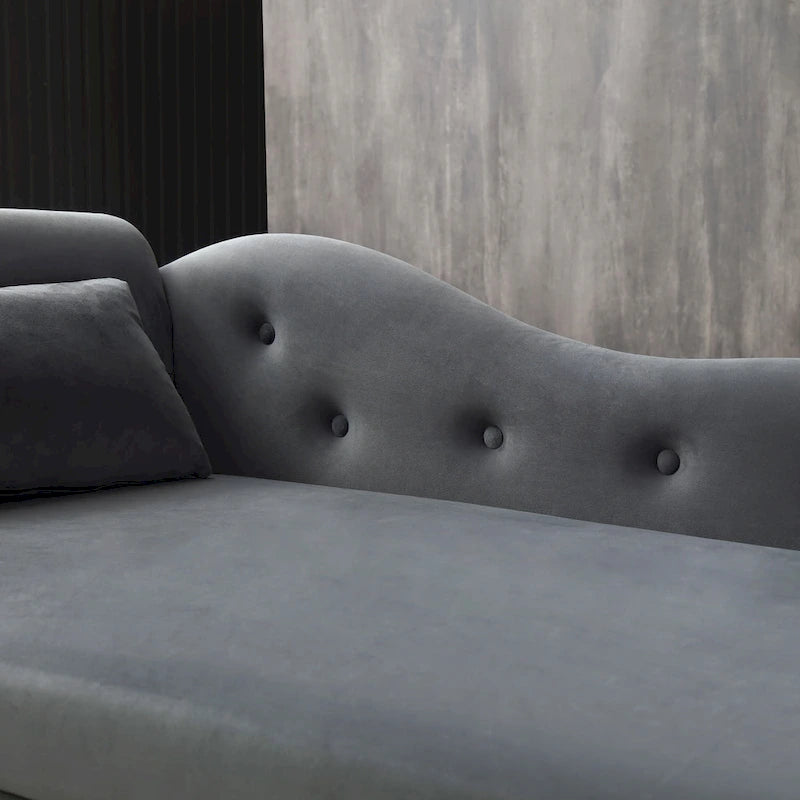 Banc de méridienne en velours gris avec rangement