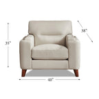 Fauteuil en cuir pleine fleur Hydeline Elm avec plumes, mousse à mémoire de forme et ressorts