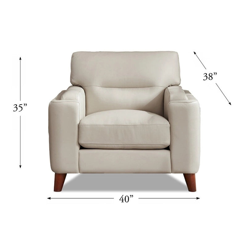 Fauteuil en cuir pleine fleur Hydeline Elm avec plumes, mousse à mémoire de forme et ressorts