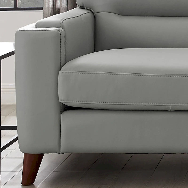 Fauteuil en cuir pleine fleur Hydeline Elm avec plumes, mousse à mémoire de forme et ressorts