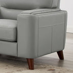 Fauteuil en cuir pleine fleur Hydeline Elm avec plumes, mousse à mémoire de forme et ressorts