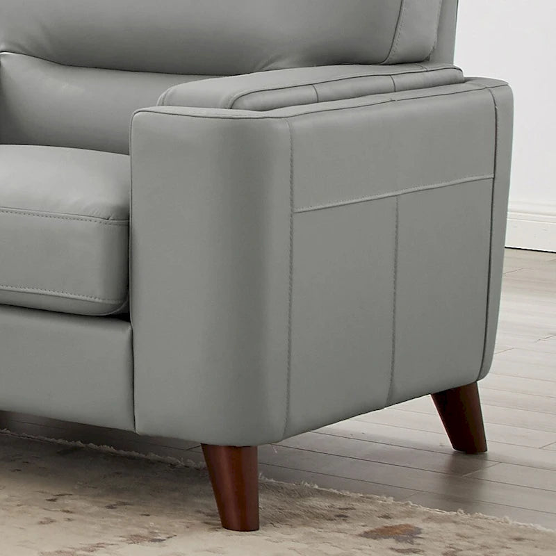 Fauteuil en cuir pleine fleur Hydeline Elm avec plumes, mousse à mémoire de forme et ressorts