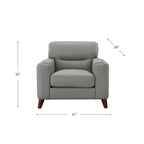 Fauteuil en cuir pleine fleur Hydeline Elm avec plumes, mousse à mémoire de forme et ressorts